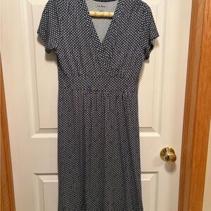 L.L. Bean Black and White Patterned Midi Dress